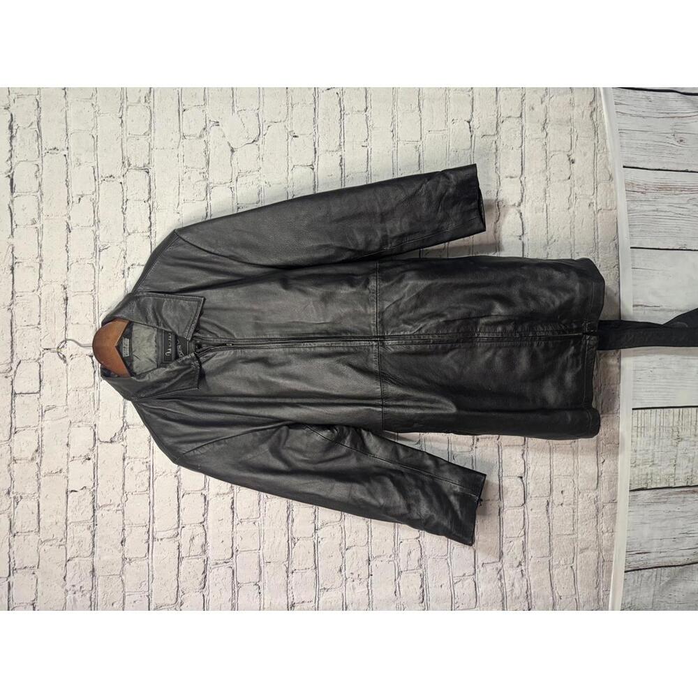 Midnight Velvet Women’s Black Leather Coat Jacket XL Regular
